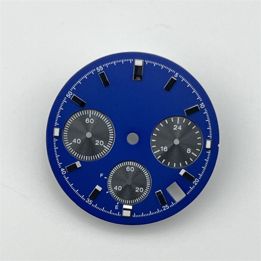VK63 Dial White Blue Green Luminous Dial 29.5mm Fits VK63 Movement