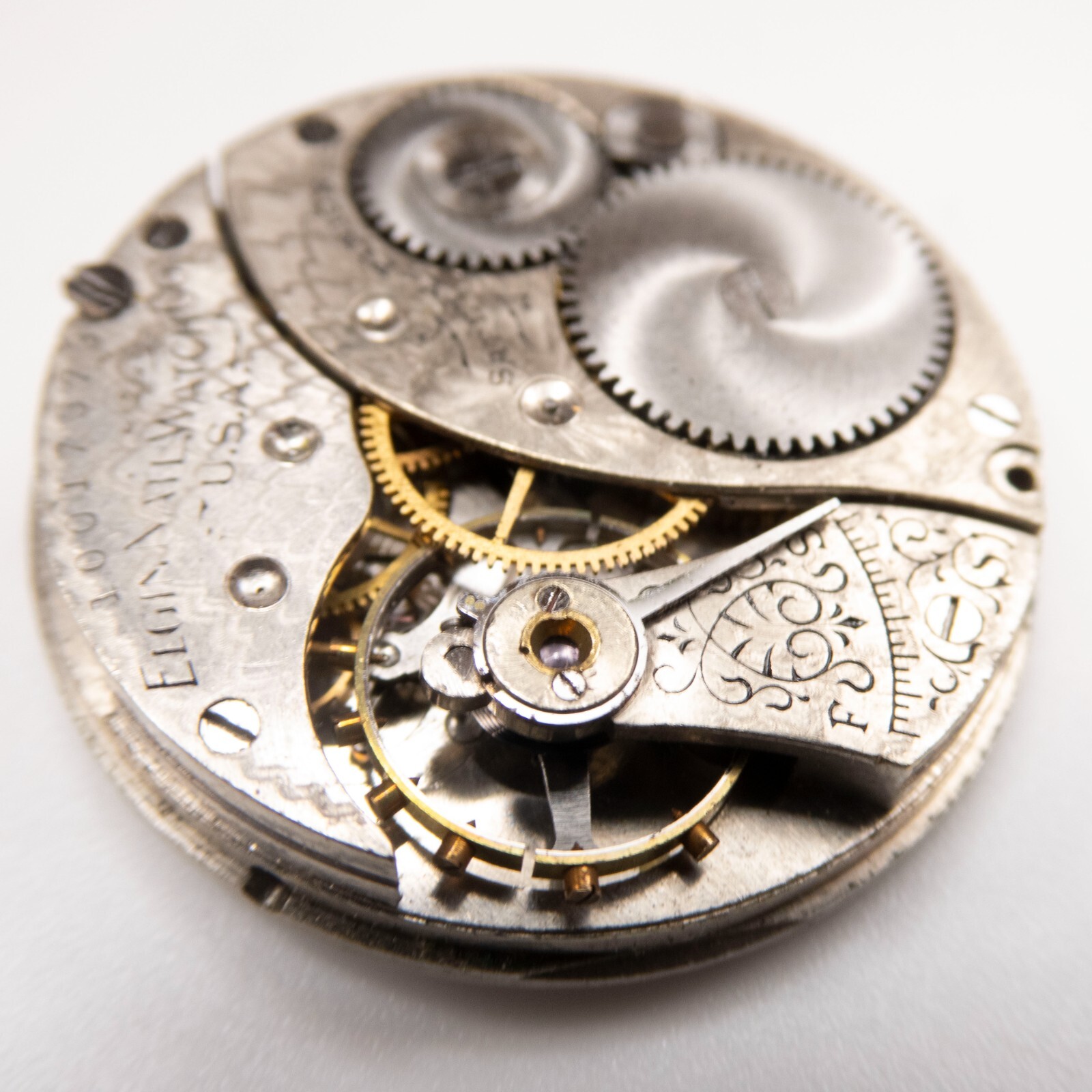 Elgin Grade 269 0-Size 7-Jewel Antique Pocket Watch Movement, Nice Fancy Dial
