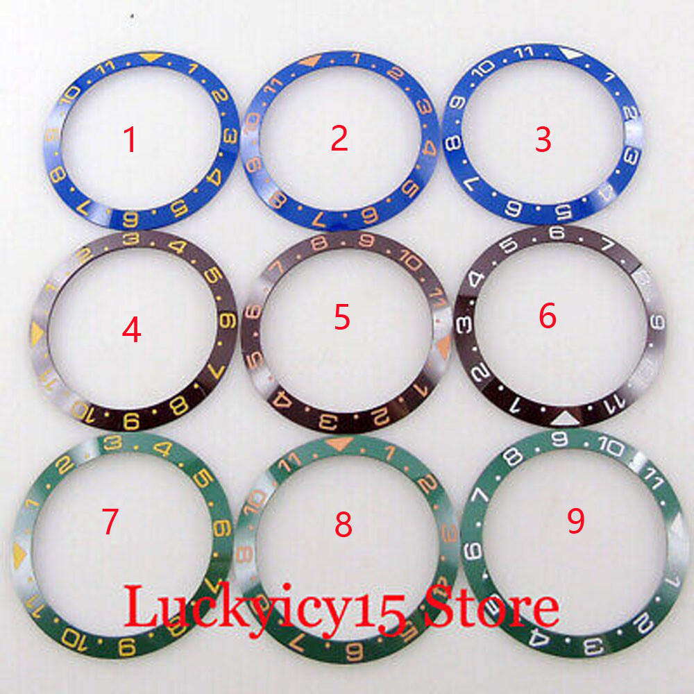 38MM Insert Slope Ceramic Black Green Blue Watch Bezel Insert Fit SKX SKX GMT