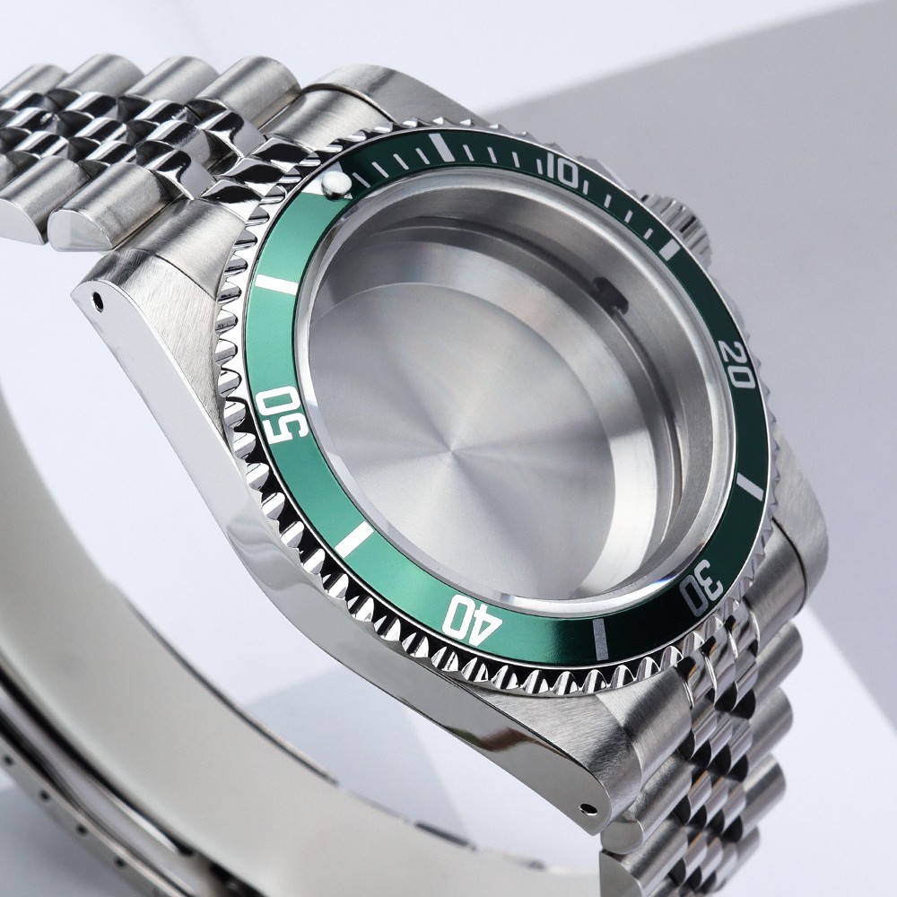 39mm Diver Watch Case Jubilee Bracelet SUB Sapphire Steel For Seiko NH35 34 NH36