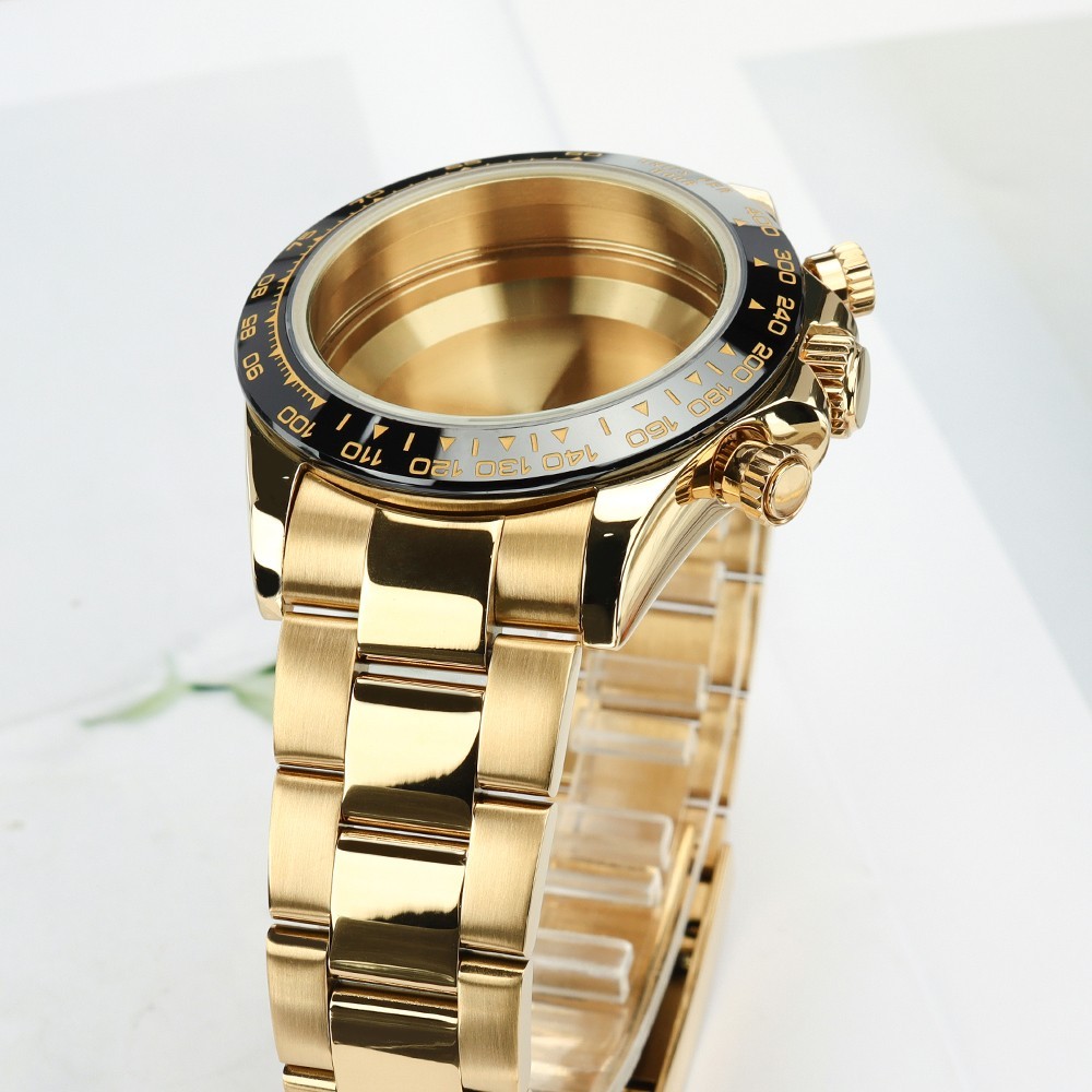 STEEL ROSE GOLD 39mm Diver Watch Case Bracelet Sapphire For Seiko VK63 Movement