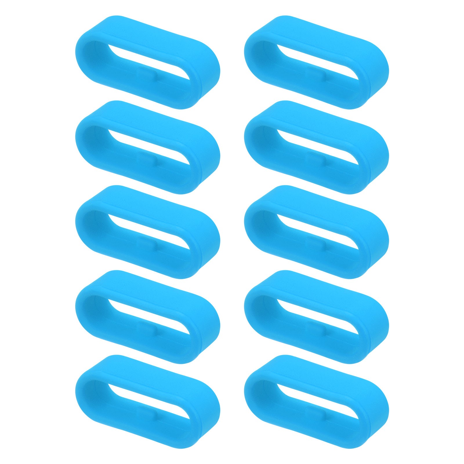 10Pcs Watch Band Strap Loops Silicone Fastener Rings for 18mm Band, Light Blue