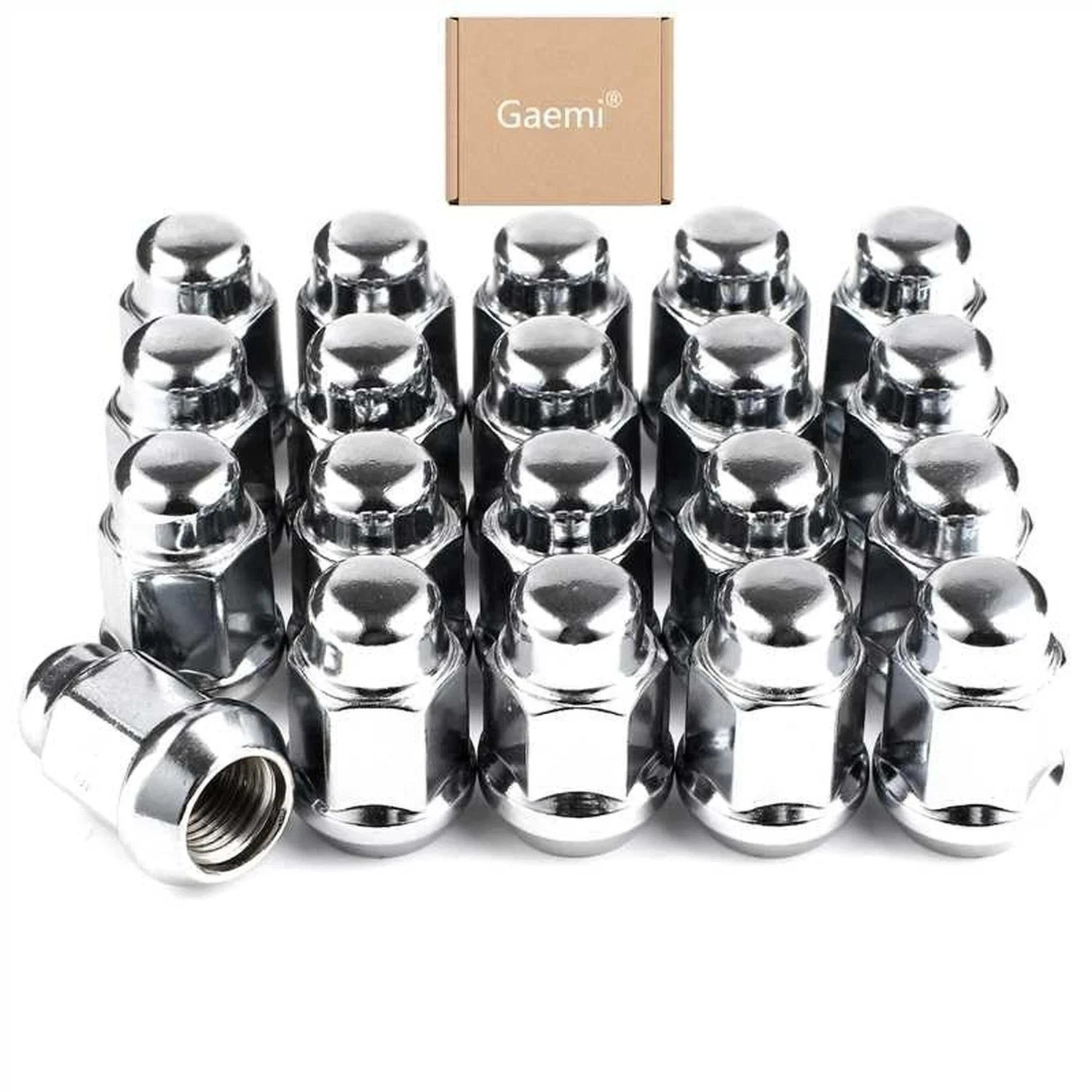 Gaemi 7/16 Lug Nuts, 20 PCS Chrome Closed End Bulge Acorn Wheel Lug Nut for A…