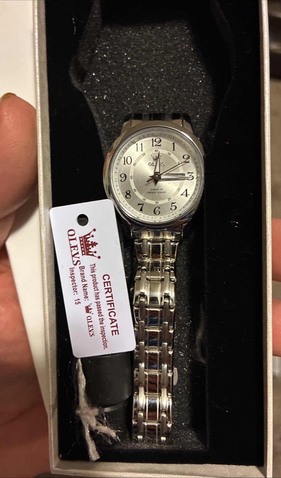OLEVS Quartz Watch Calendar Week Display Stainless Steel Waterproof Wristwatch
