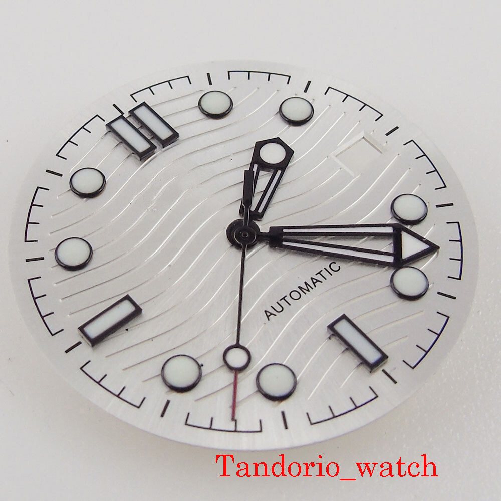 Bliger 31mm White Dial Hands Set Parts For 24 Jewels NH35 Movement Top Quality
