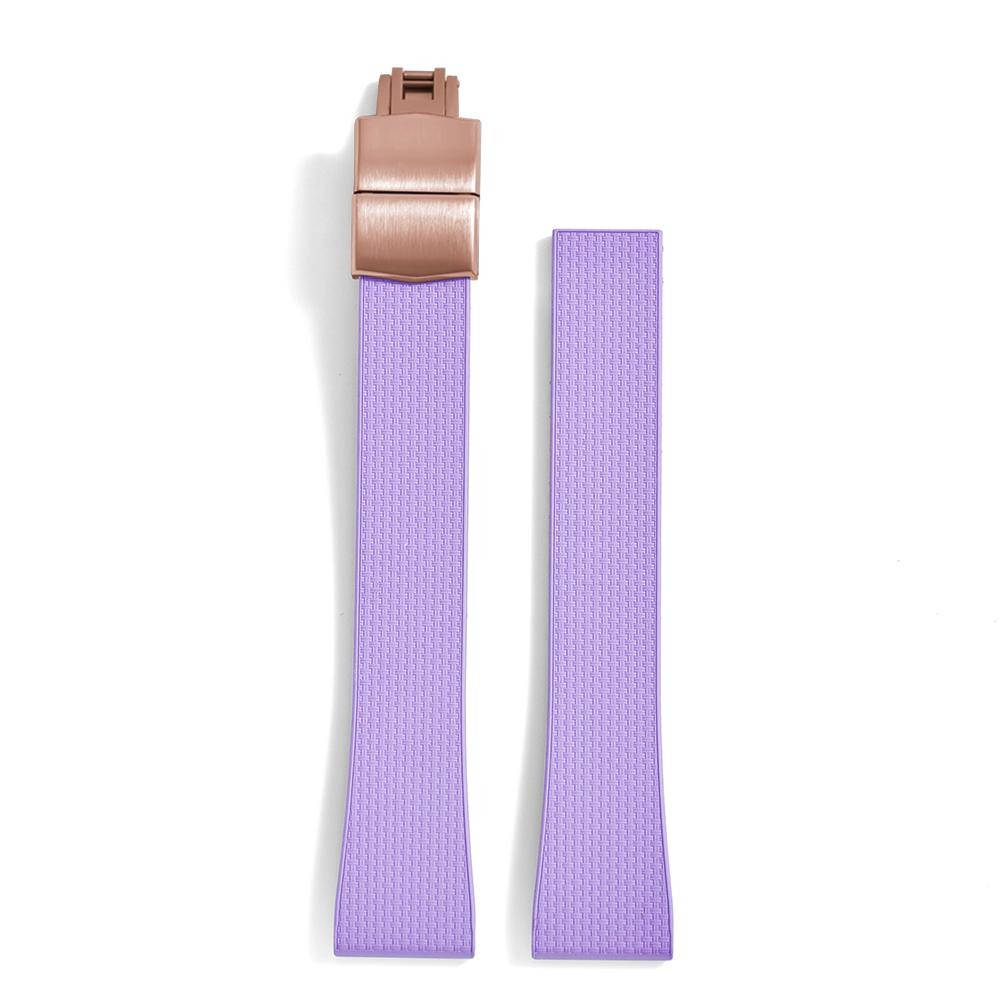 20mm Rubber Watch Strap Quick Release Butterfly Clasp Trim-to-fit Adjustable
