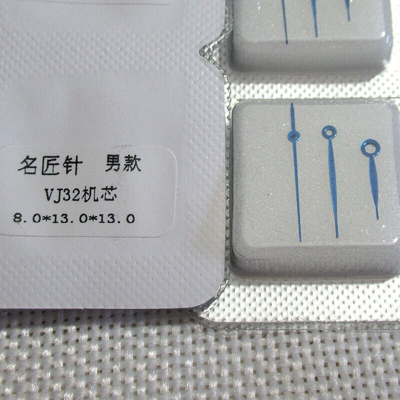 8X13X13mm Blue Plated No Lume Watch Hands for Epson VJ32 Movement