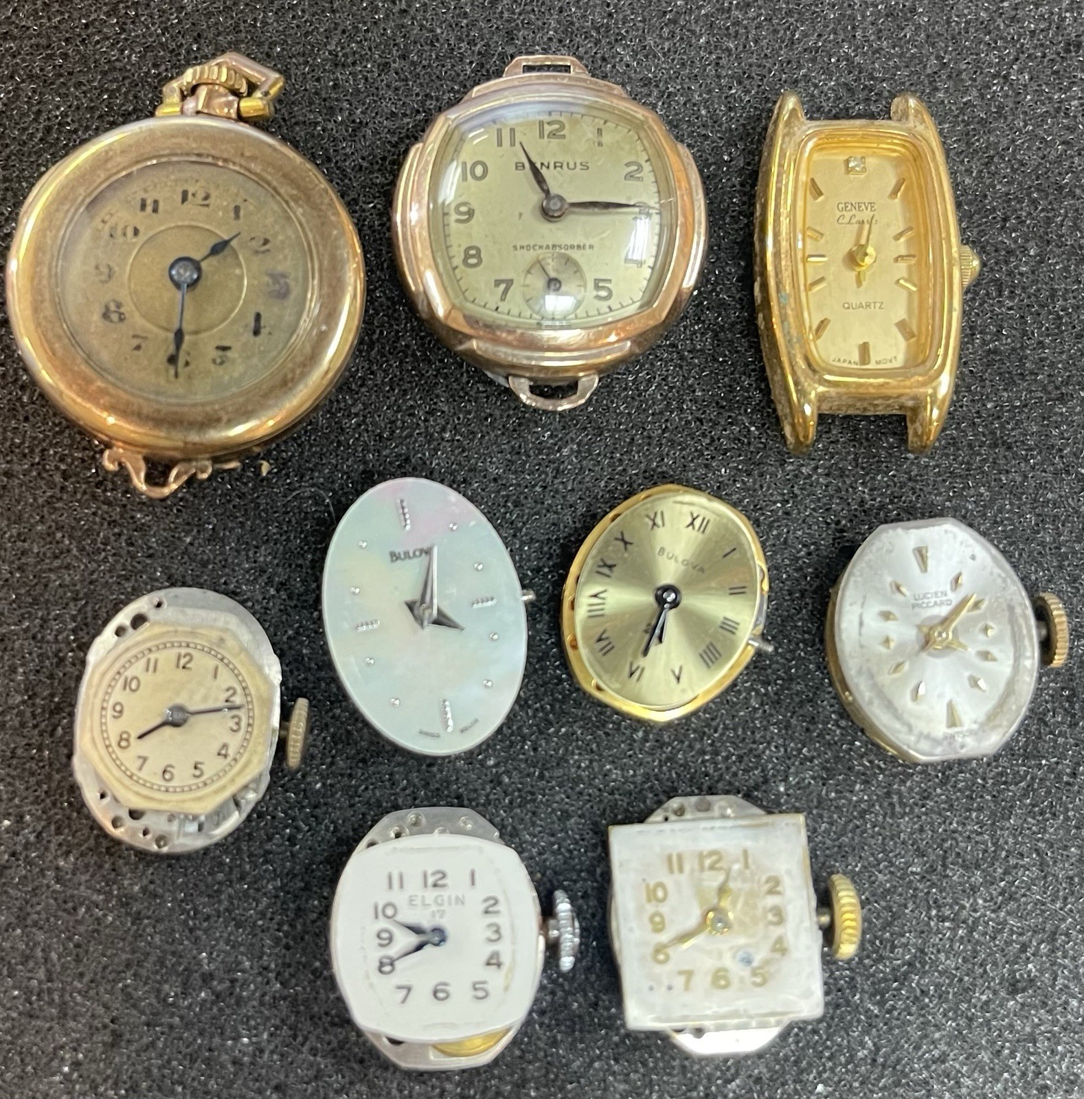 Watch Lot Parts/Repair – Benrus, Elgin, Moeris, Bulova, Lucien Piccard -TJ1489