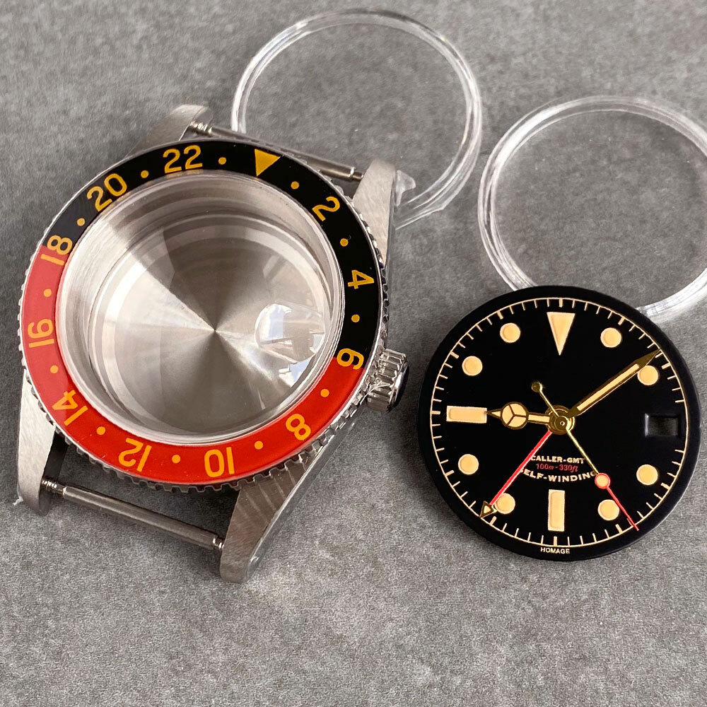 38mm Stainless Steel Brushed 200M Diver Watch Case Fit NH34 NH35 Domed Sapphire