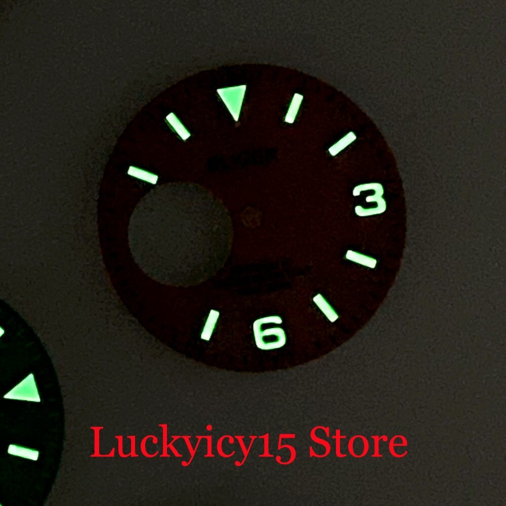29MM Watch Shell Dial Fit NH38 Automatic Case Blue/Green Lumious Marks Dial