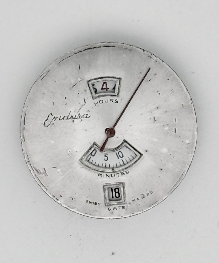 Vintage Endura Jump Hour EB 8800 Swiss Movement & Dial For Parts or Repair