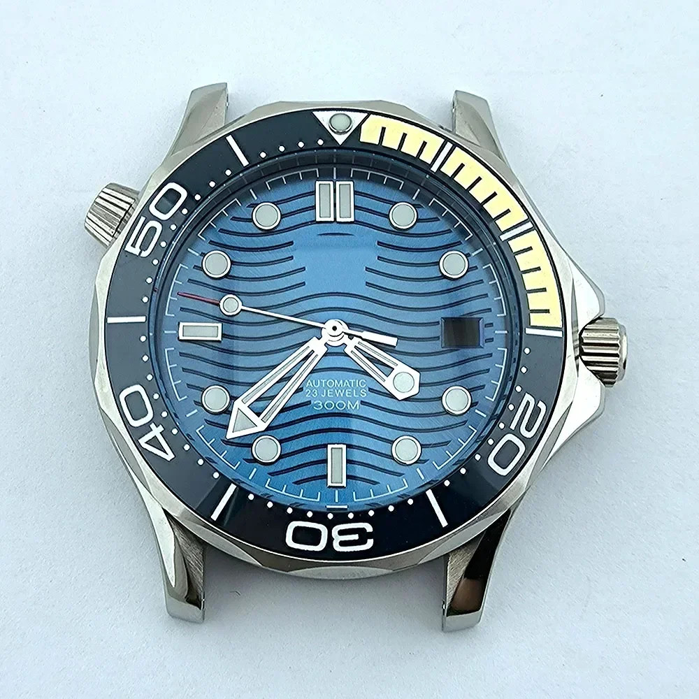 Stainless Steel Strap for Seamaster 300 NH35 Case Dial Hands 41mm Silver Mod Kit