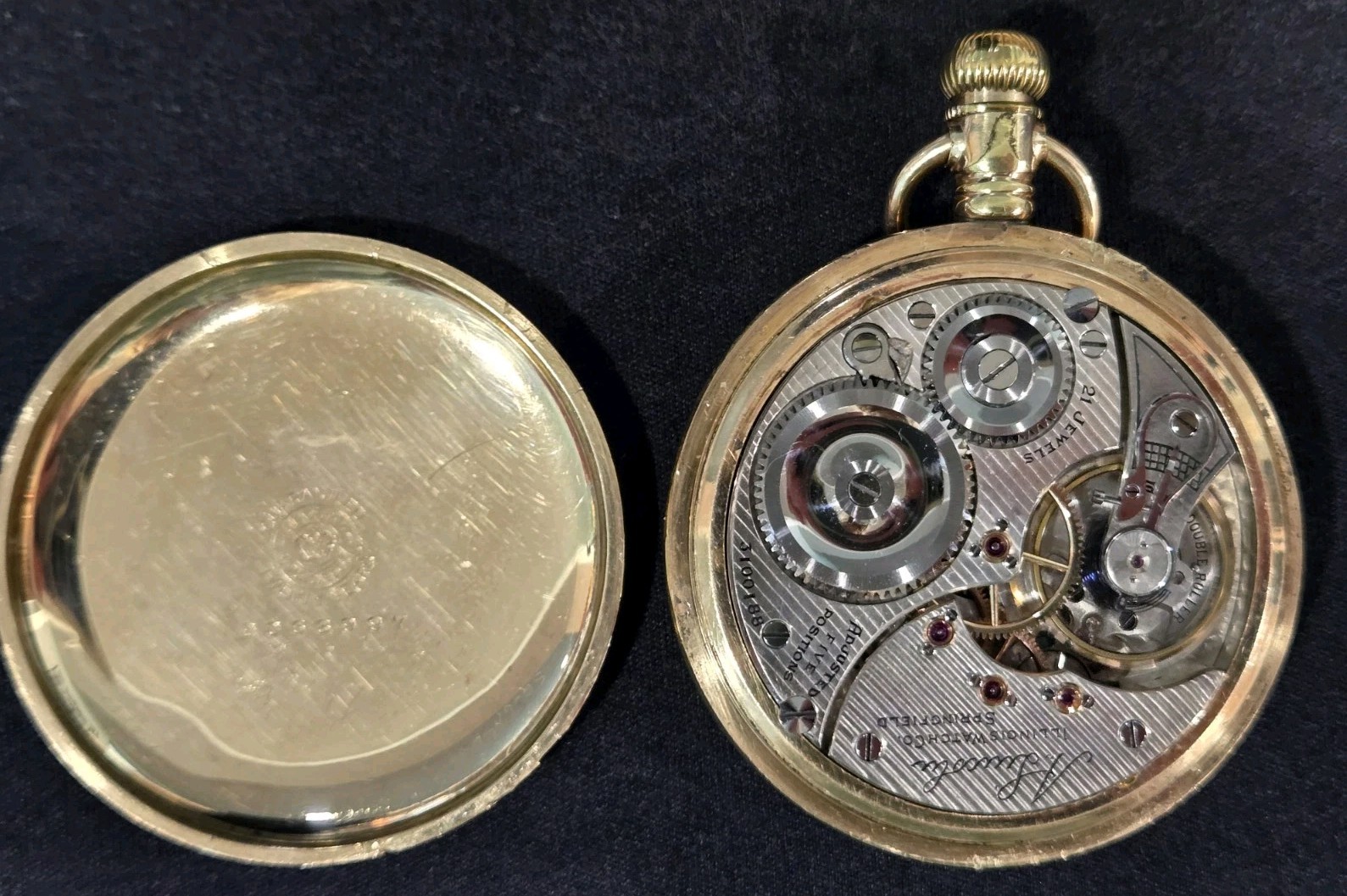 1917 Illinois A. Lincoln 16S 21 Jewels Railroad Pocket Watch Movement Runs