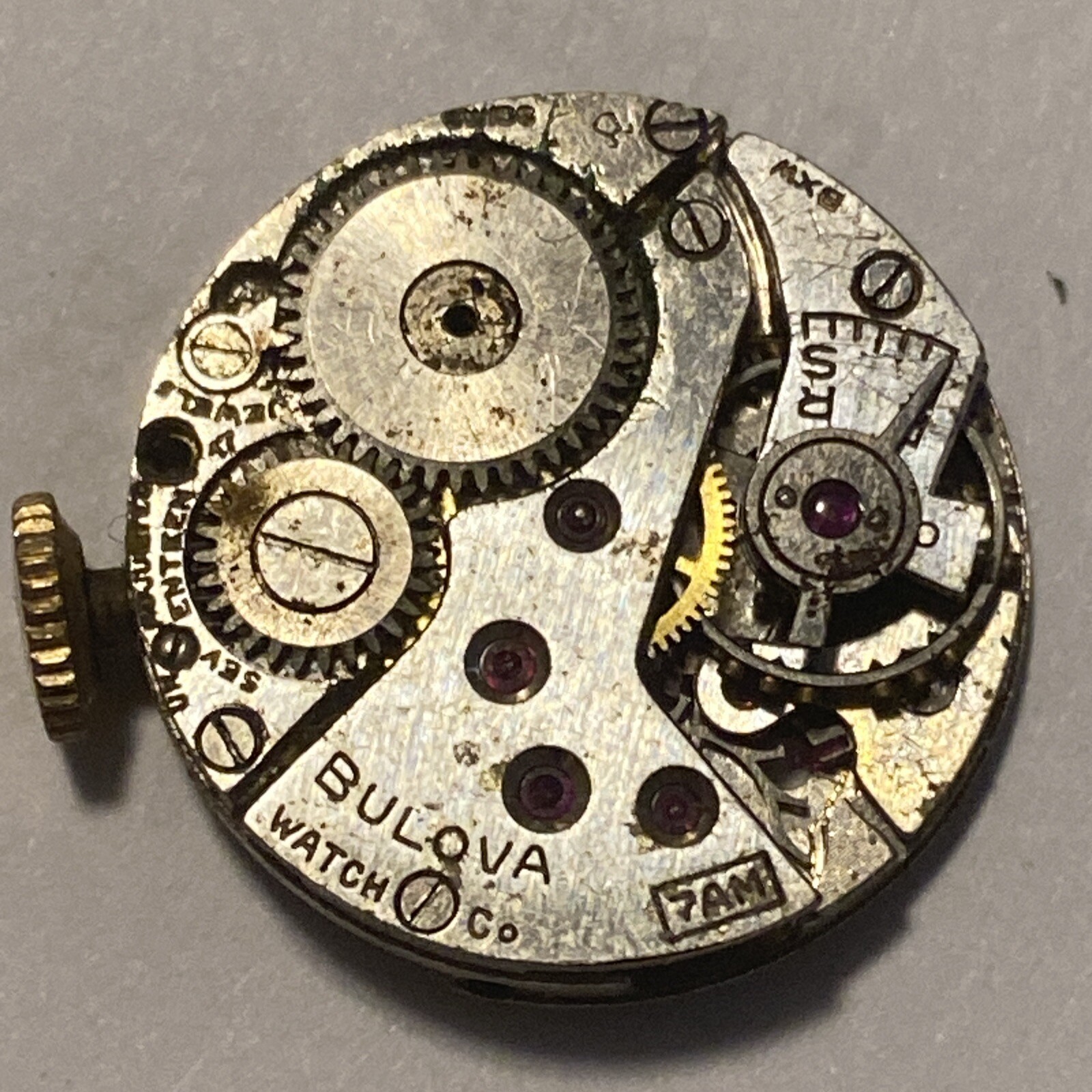 Bulova 7AM AS 1001 Movement 17 Jewel For Parts Or Repair A Schild 1001