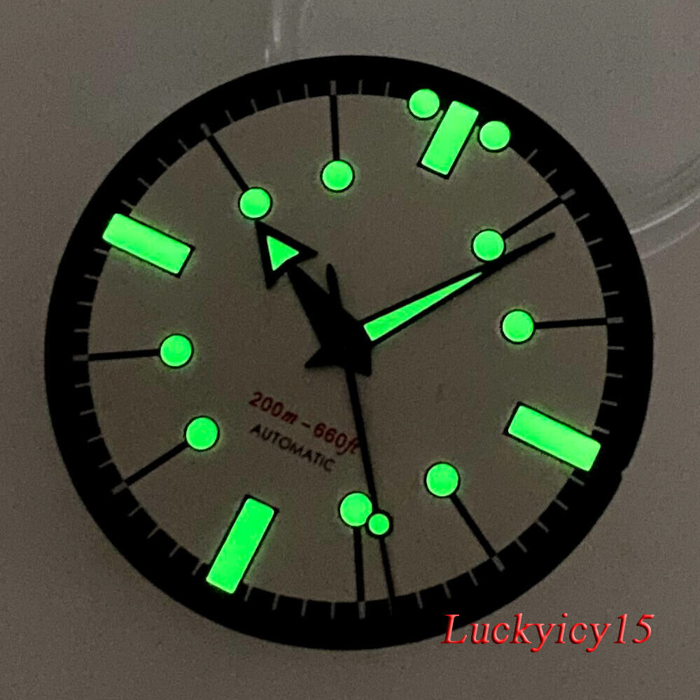 Tandorio 31MM 3.8/4.1 o’clock White Watch Dial Green Lume Marks Fit NH35 NH36