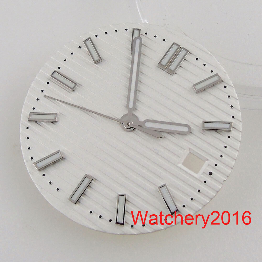 29.8mm Watch Dial Luminous Sterile Sky Blue White fit NH35 movement Square case