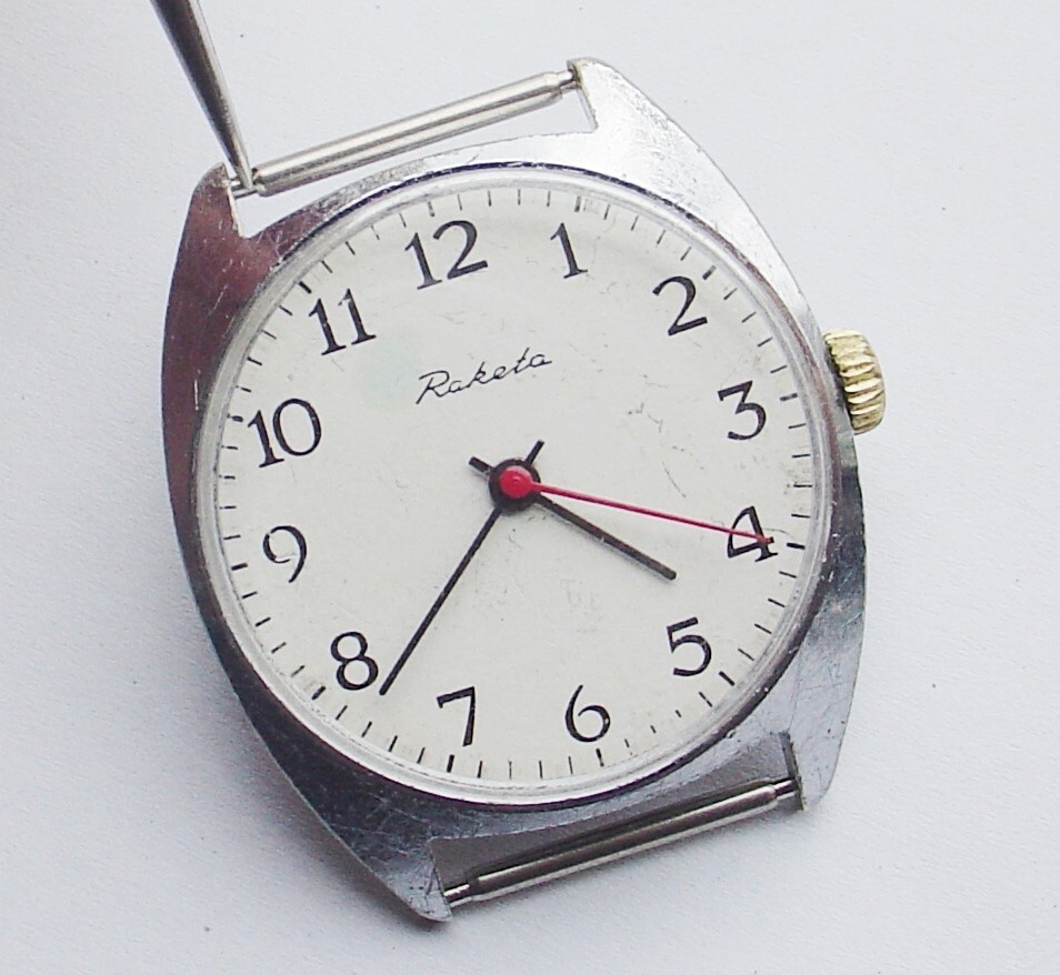 Rare Vintage Raketa Russian Soviet watch mov 2609.HA White Dial USSR SERVICED