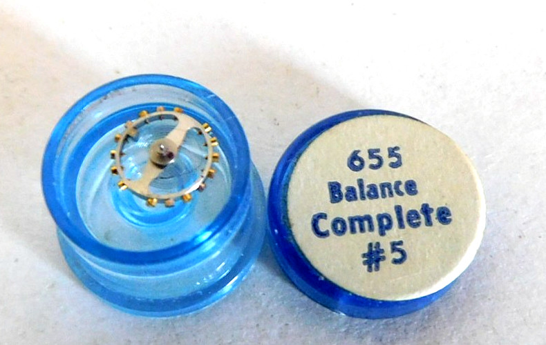 ELGIN 655 PART #5 COMPLETE BALANCE WHEEL. NEW OLD STOCK