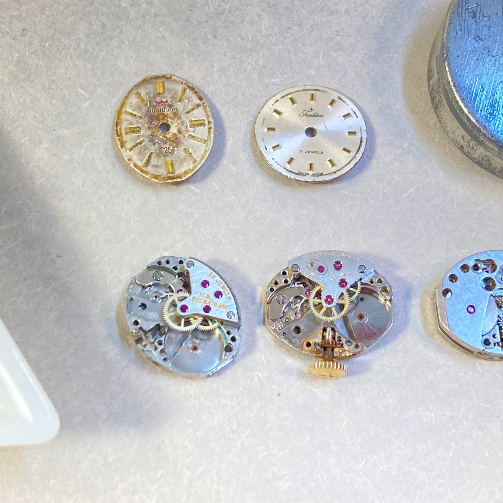 Vintage Watch Movement Hands & Parts 25 & 17 Jewel Non-Working Parts or Repair