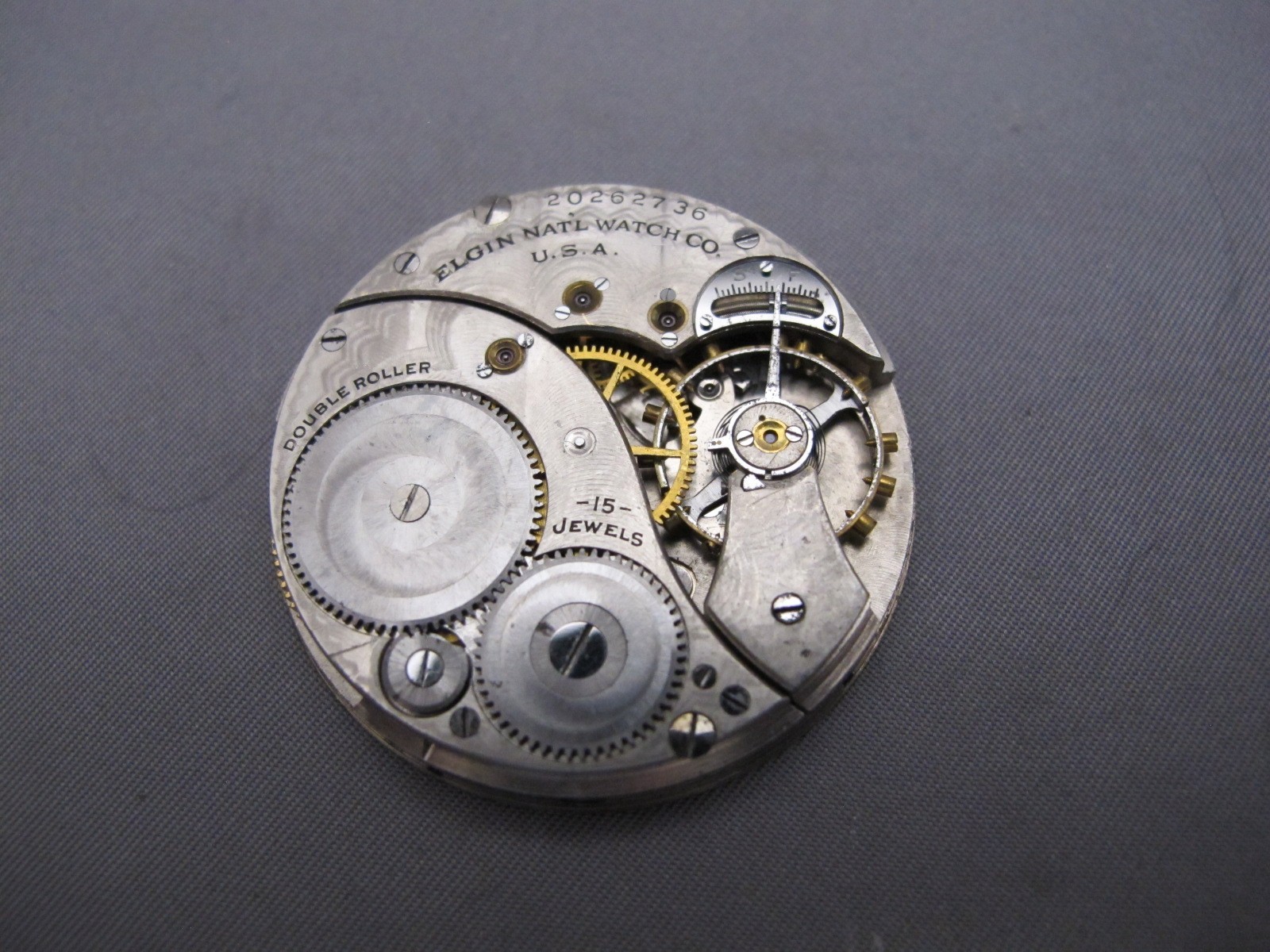 ELGIN Grade 315 Model 3 12S 15J Pocket Watch Movement-3/4 Plate-1918 #20262736