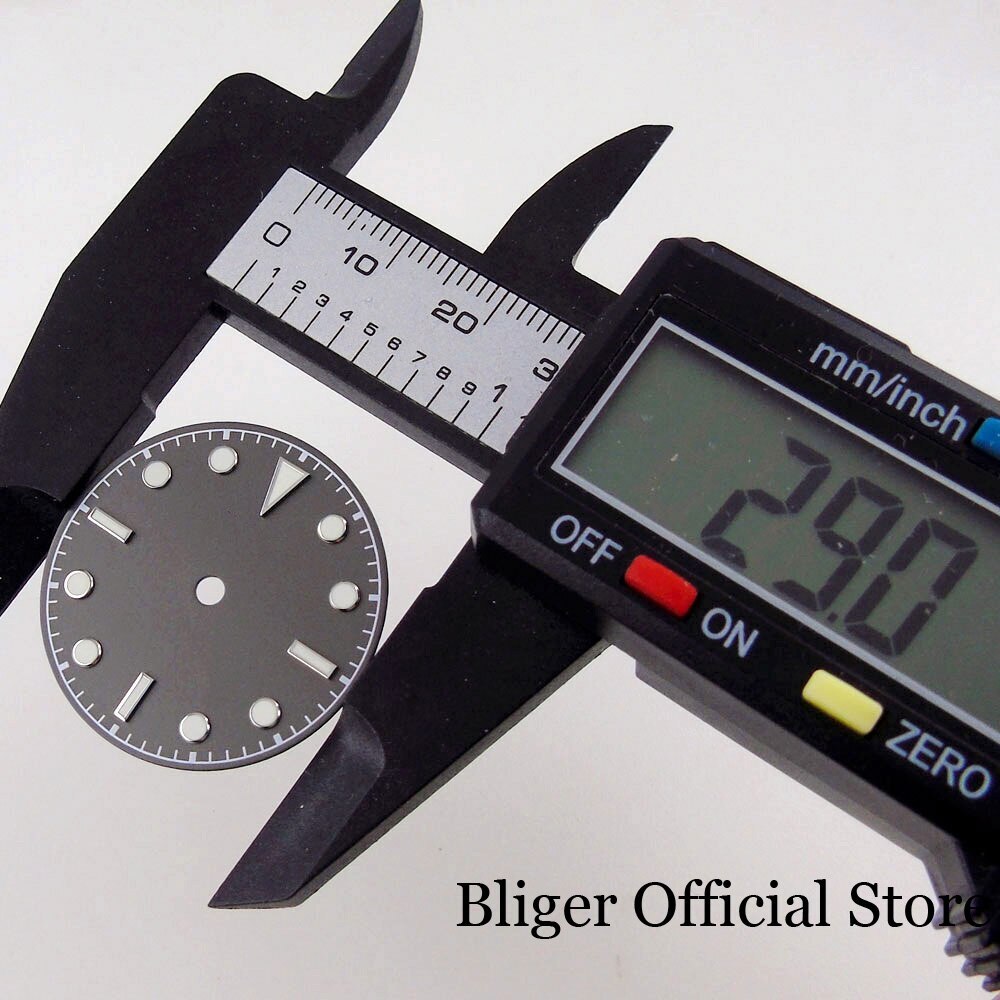 BLIGER 29mm Black Gray Watch Dial Snowflake Hand Fit NH35 NH36 NH38 Without Date