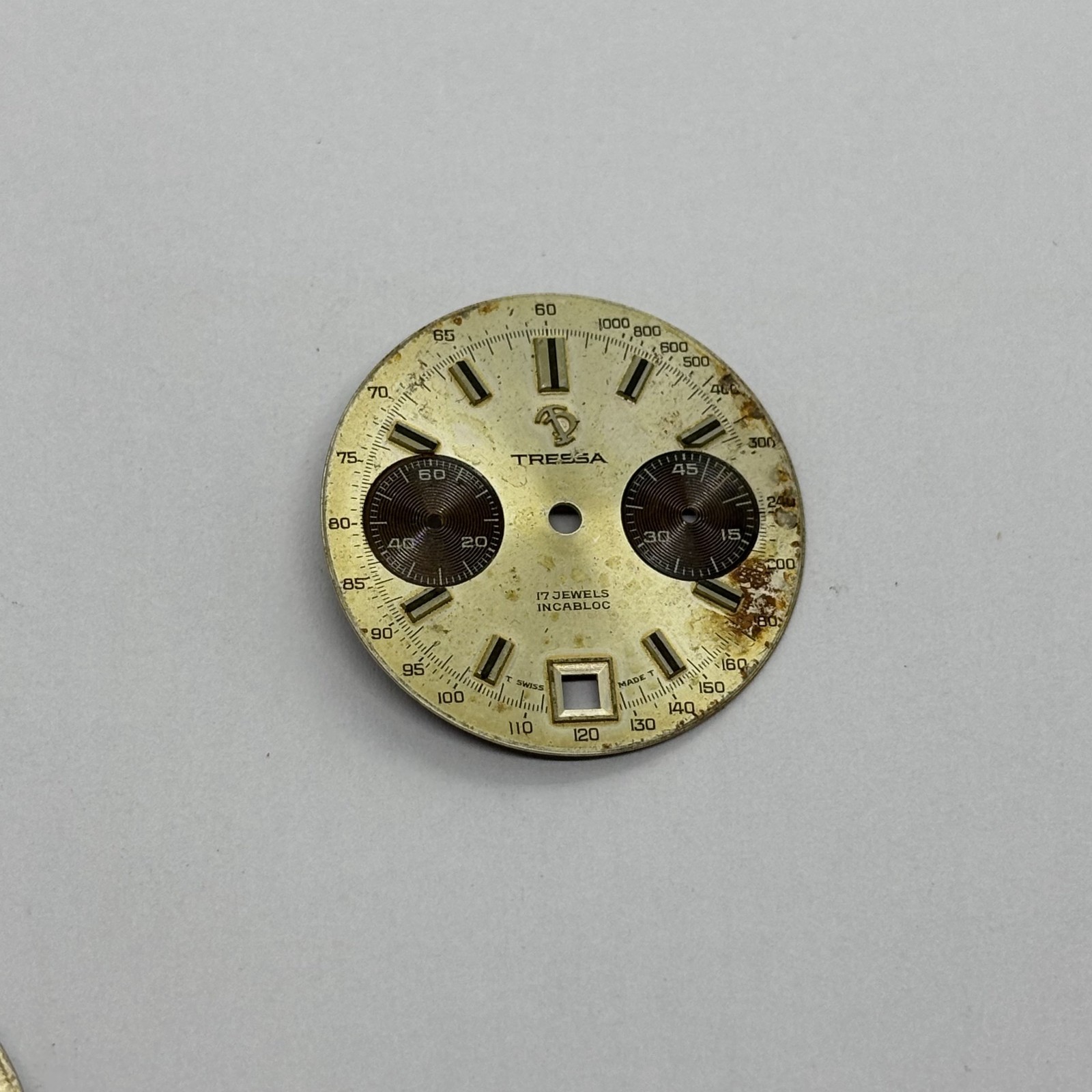 LOT OF 5 VARIOUS BRANDS WATCH DIALS FOR VALJOUX 7733 AND 7734 SOLD AS IS