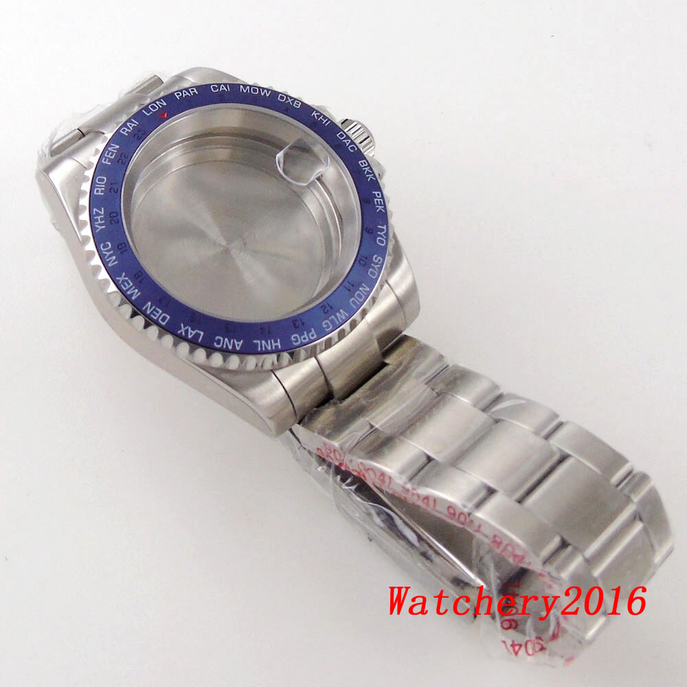 Bliger 40mm Mens Watch Case Fit NH35A NH34 Sapphire Glass Black Aluminum Bezel