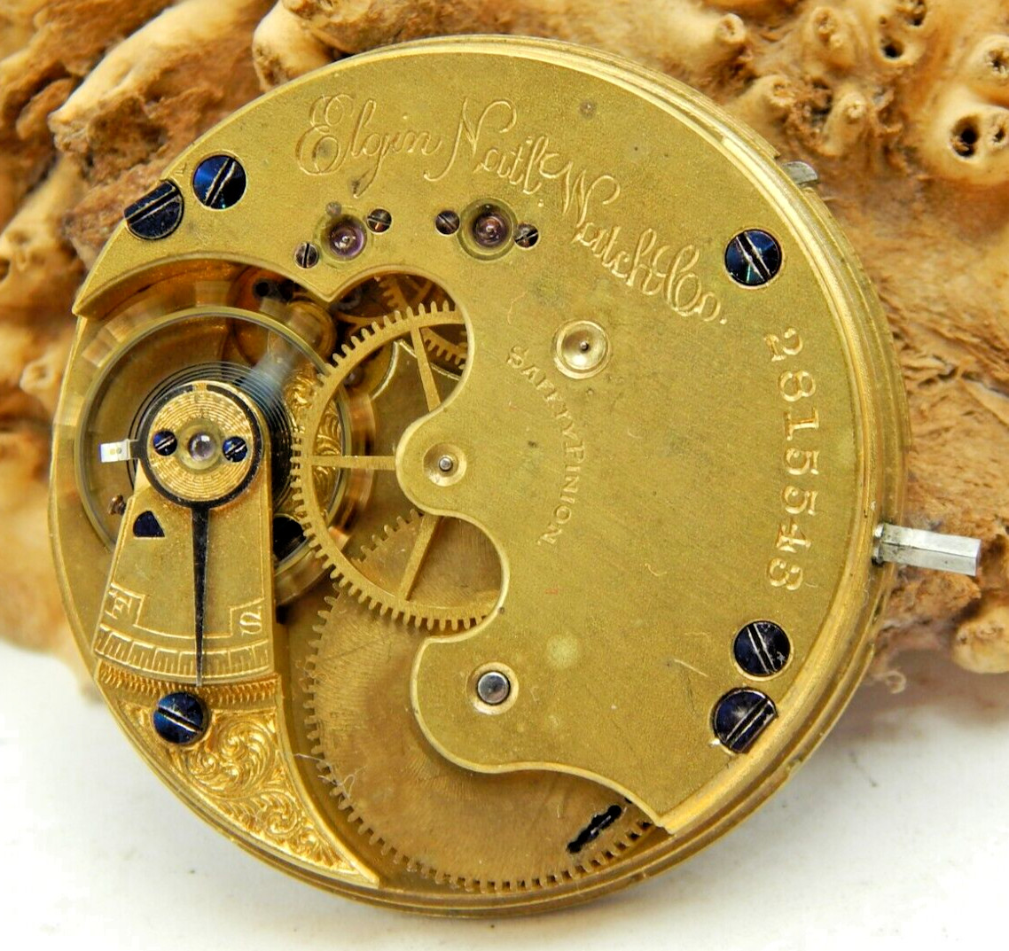 Antique Pocket Watch Movement 1888 Elgin 65 6 size 13 jewel hunting lever Set