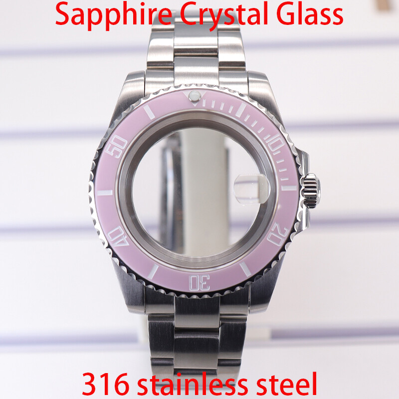 40mm Wire Drawing Watch Case Strap Sapphire Glass For Nh35 36 2824 8215 PT5000