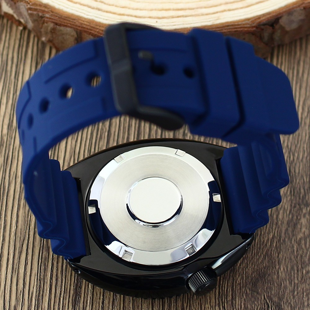 45mm Steel Watch Case+Blue Strap Modify Turtle Mod Sapphire For NH35 34 NH36 38