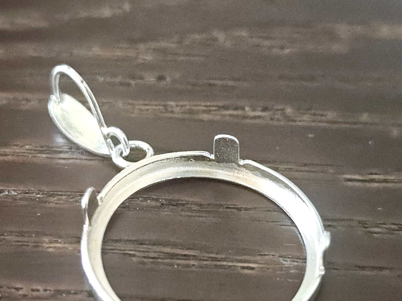 925 Sterling Silver Prong Back Simple Bezel for 19mm Penny 1 Cent Coins