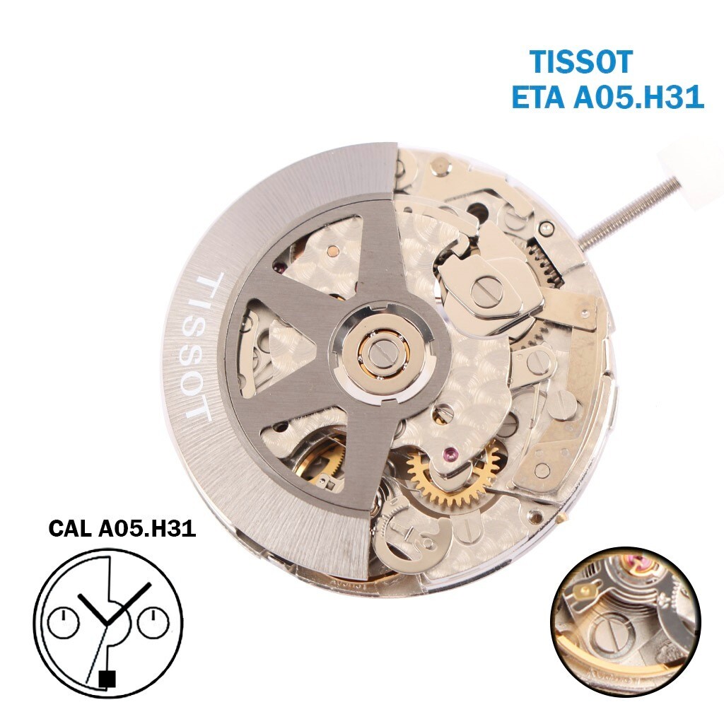 (TISSOT Finish) ETA Vajoux Swiss Automatic Movement A05.H31 ,V8, Date Disk on 6.