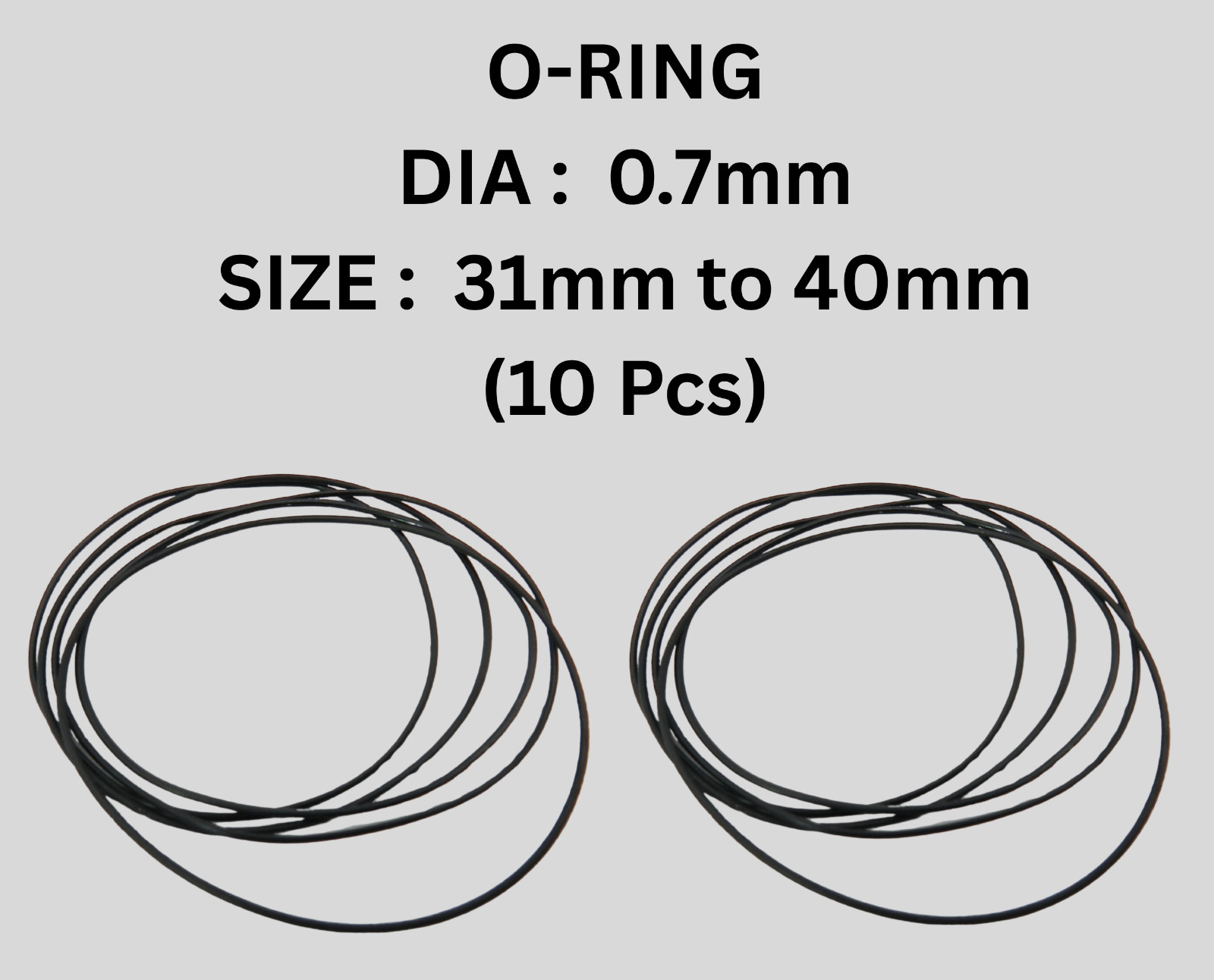 Rubber Watch Case Back O Ring Round Gasket 31mm – 40mm Thick 0.7mm (10Pcs)