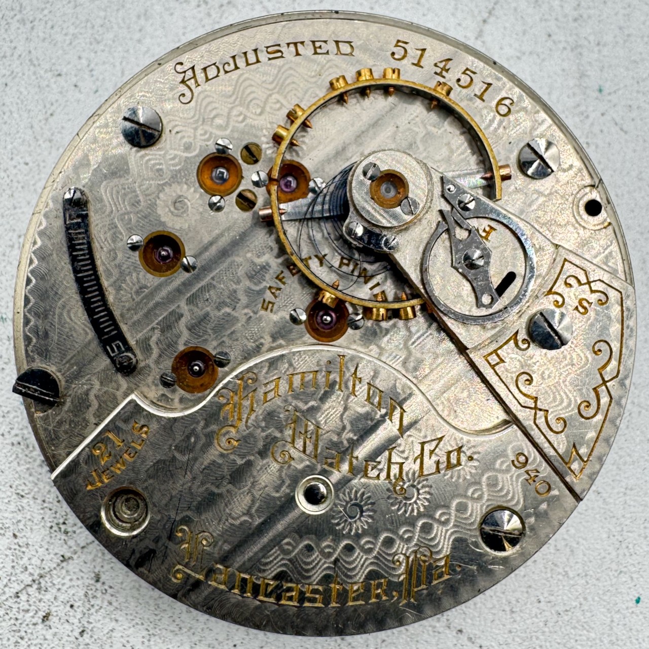 Antique 18s 1906 Hamilton 21j Mechanical Railroad Pocket Watch Movement 940 USA