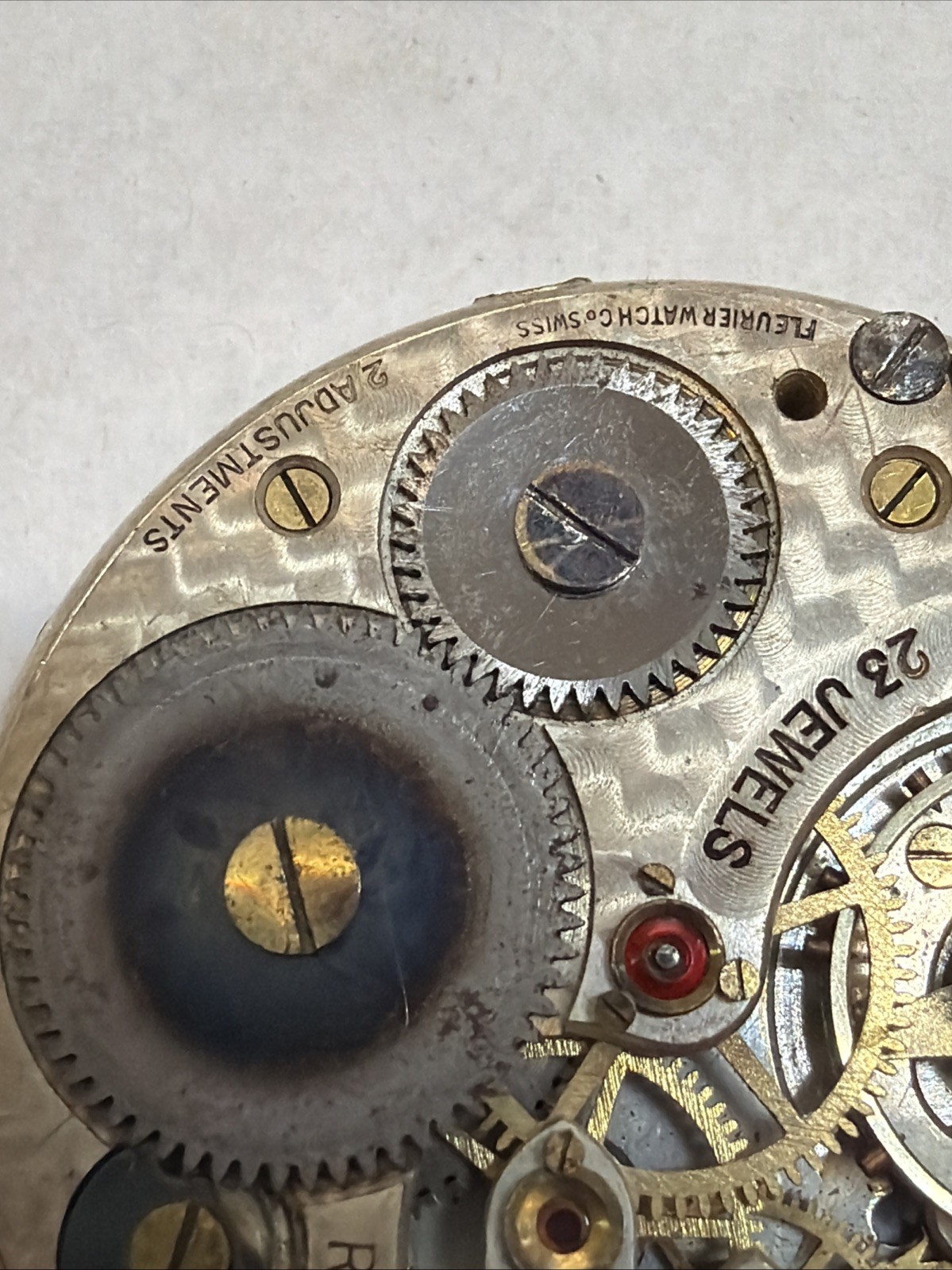 AE72 Fleurier Watch Co Pocket Watch Movement 23J Railroad Dial Vintage Untested