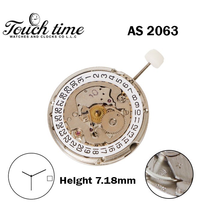 Edox AS 2063 Swiss Automatic Movement-21 Jewels-Date Disk At 3-3 Hands-H:7.18mm.