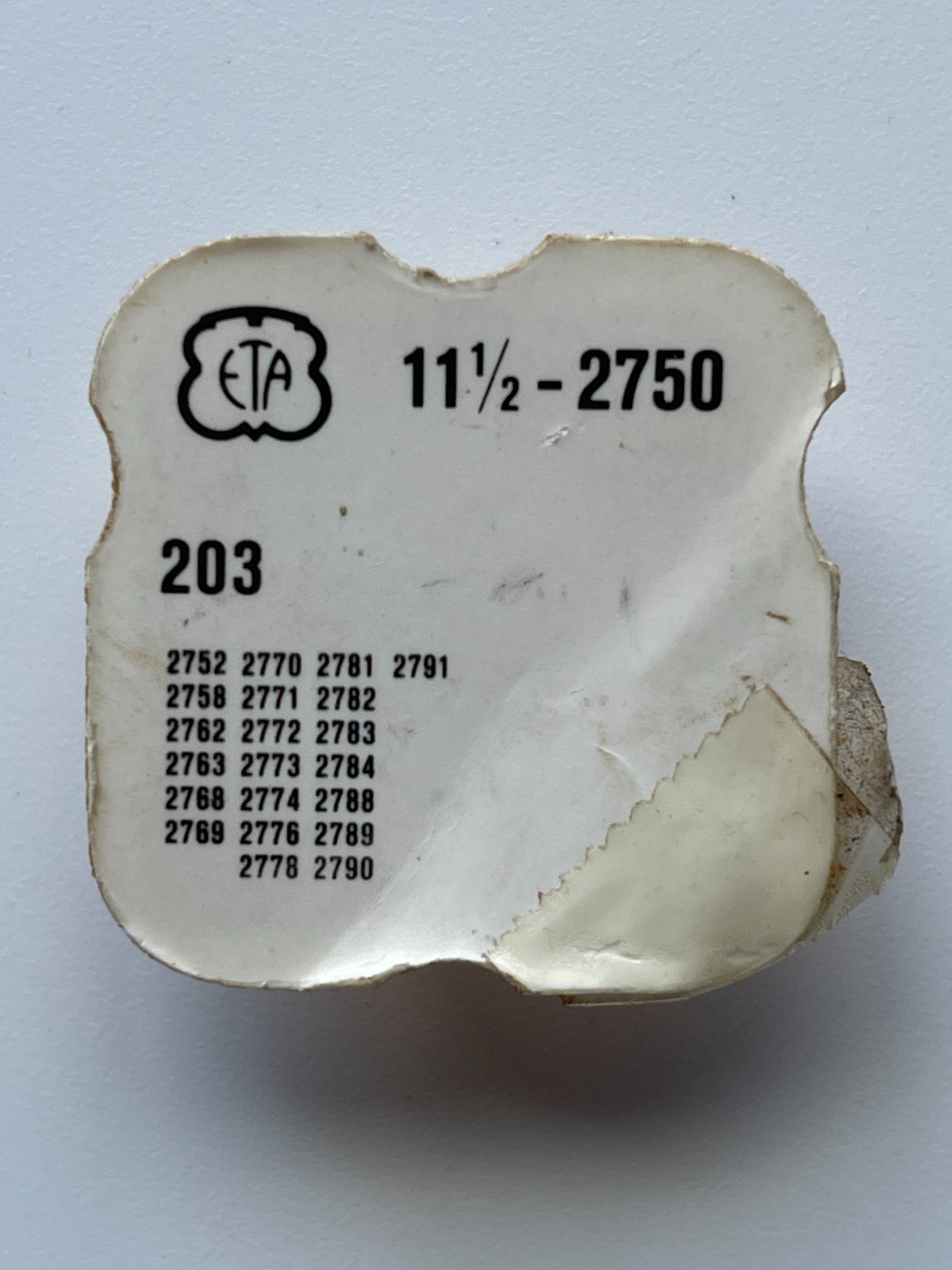 ETA 11 1/2-2750 Winding Wheel 203 NOS for Watchmakers Calibers 2752-2790