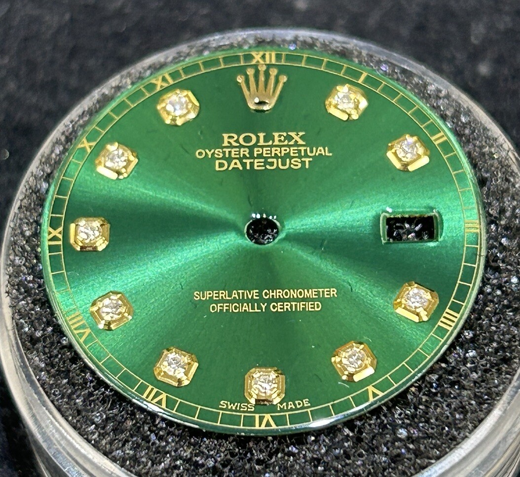 Rolex Mens Datejust Custom Green Diamond Marker Dial For Models 116233 & 116203