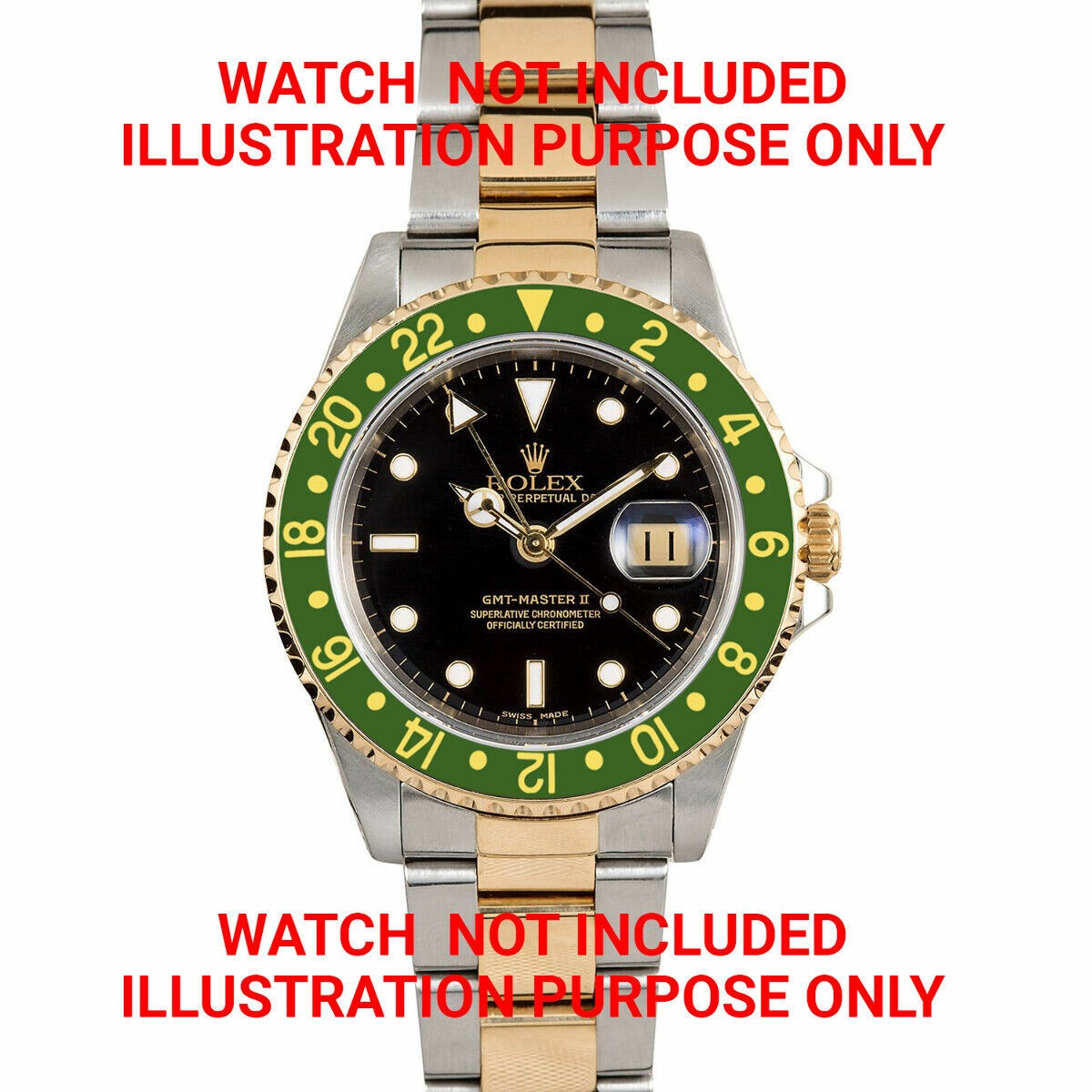 BEZEL & INSERT & RETAINING FOR ROLEX GMT 18KY GOLD 16700 16713 16718 16760 GREEN