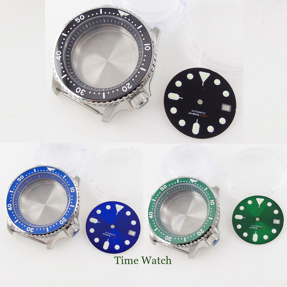 41mm Diver Watch Case+29mm Dial Fit NH35 NH36 200m Waterproof Sapphire Crystal