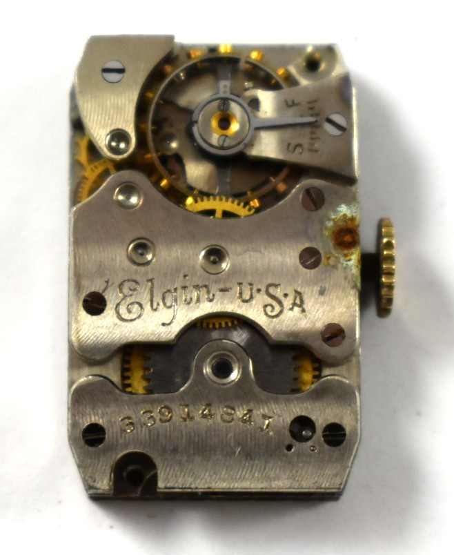 Vintage Elgin Manual Wind Rectangular Wrist Watch Movement lot.wm