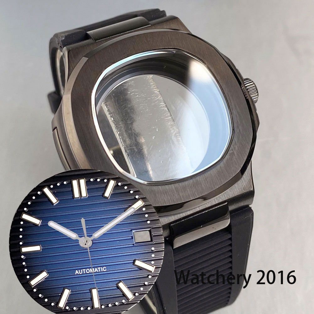 Sapphire Glass Black PVD 40mm Watch Case For NH35 Auto Movement Diver Case