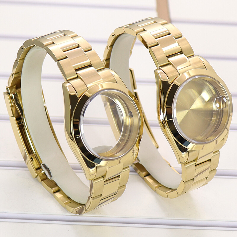 SUB Golden color 36/40mm Steel Watch Cases presidential strap For seiko nh35 36