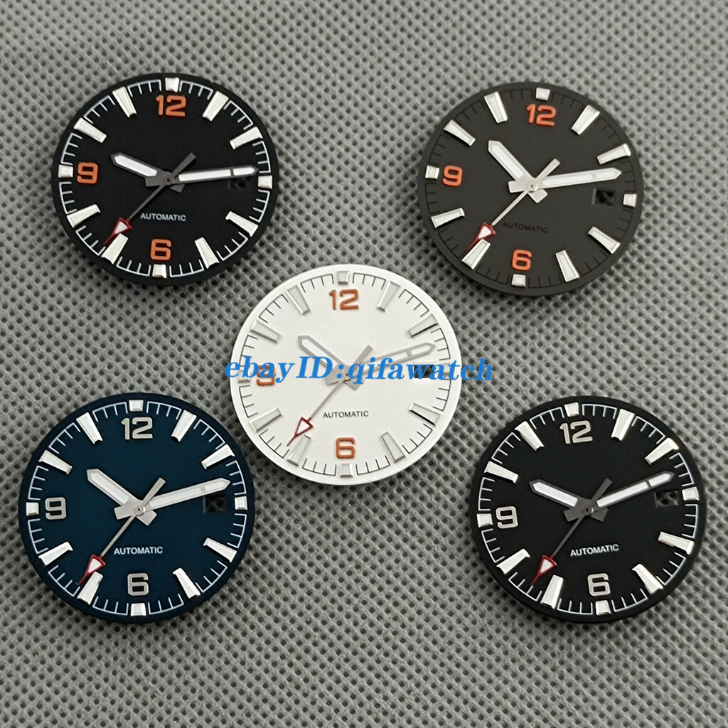 31mm gray/blue/black sterile date watch Dial with Hands Fit NH35 NH35A Movement