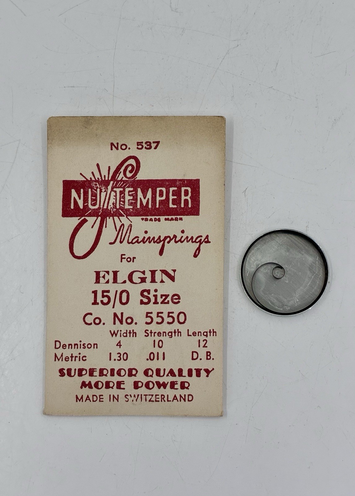 #537 NOS 15/0s Elgin Pocket Watch Mainspring Co. No. 5550