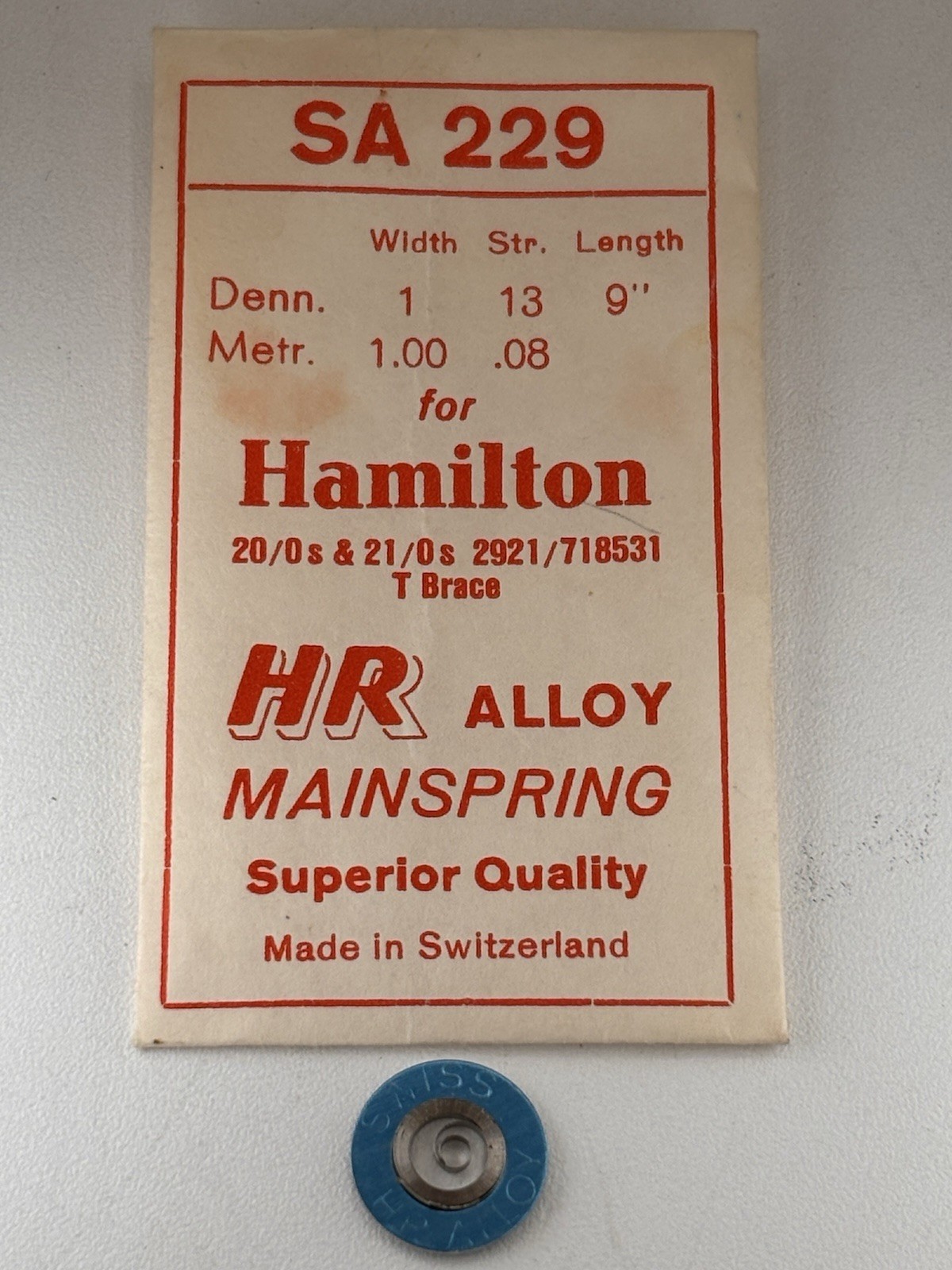 VINTAGE HR ALLOY 20/0&21/0S HAMILTON MAINSPRING FOR SA 229, PART # 2921/718531