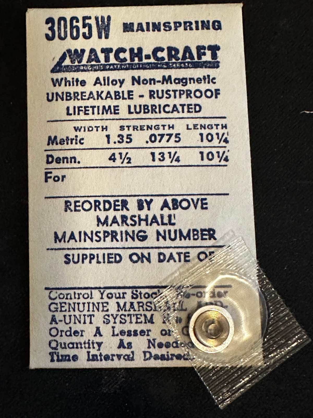 WATCH-CRAFT Mainspring 3065W for Font 120, 123, 123-1, Benrus AI – Alloy