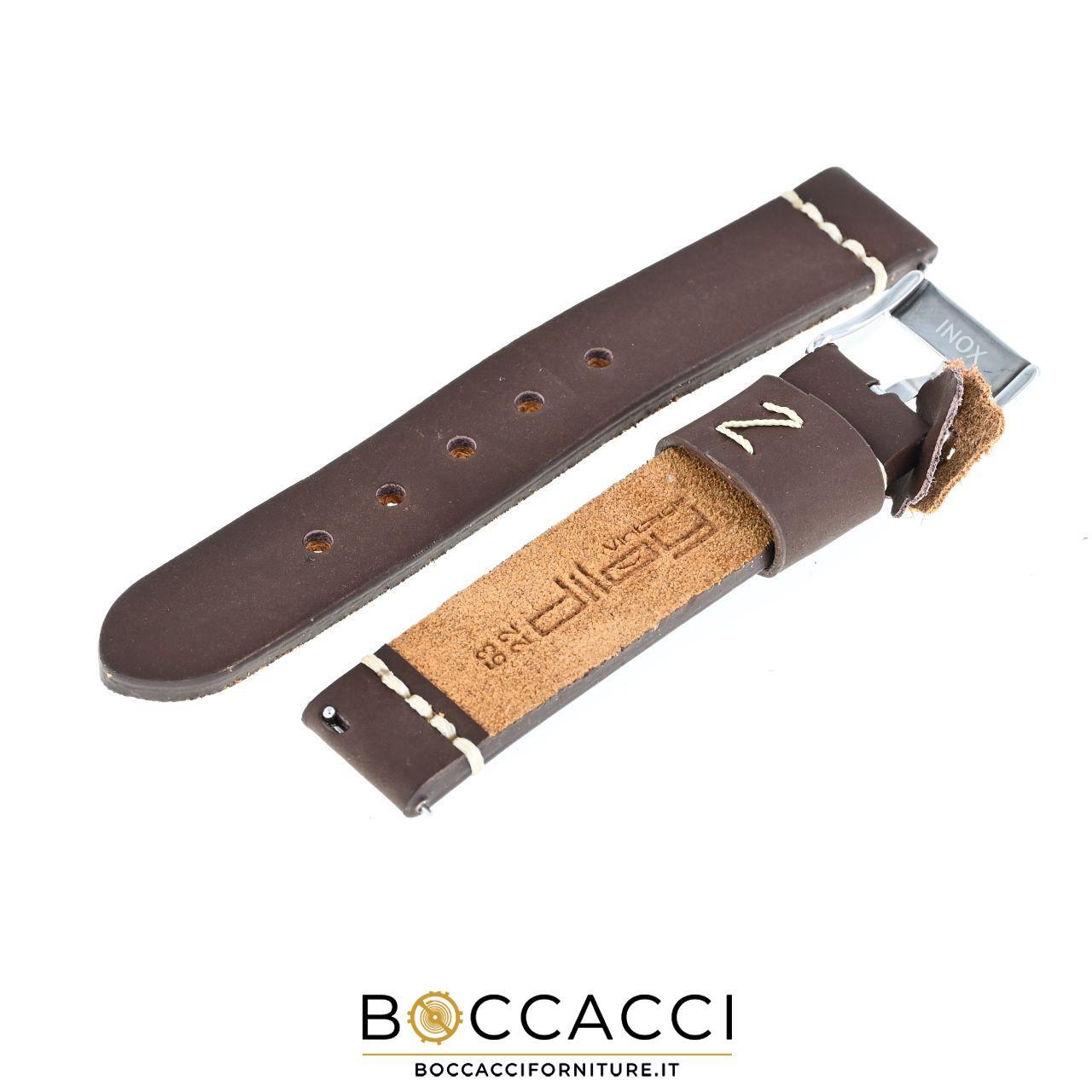 DILOY Cinturino Easy Fit/Remove 18mm Marrone Scuro in Cuoio Tranciato Cucito …