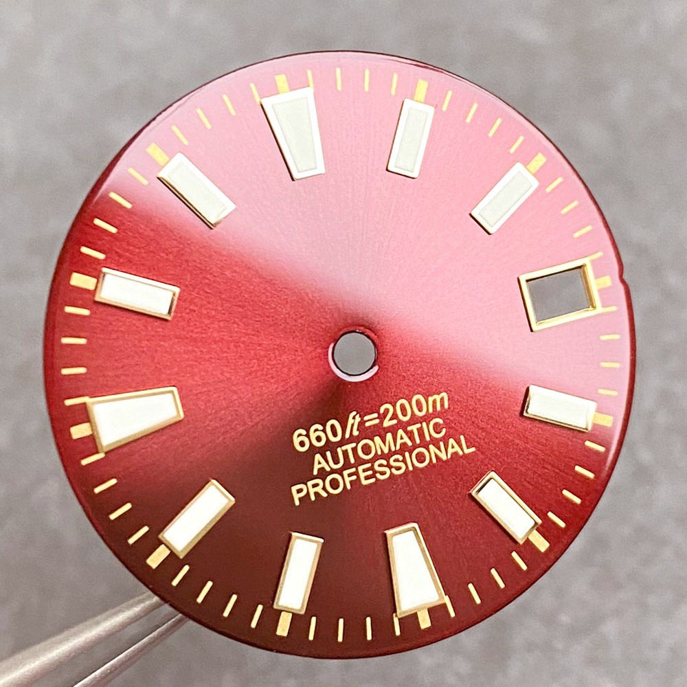 28.5mm Sunburst Watch Dial With Date Window For NH35 NH36 Movement Green Lume