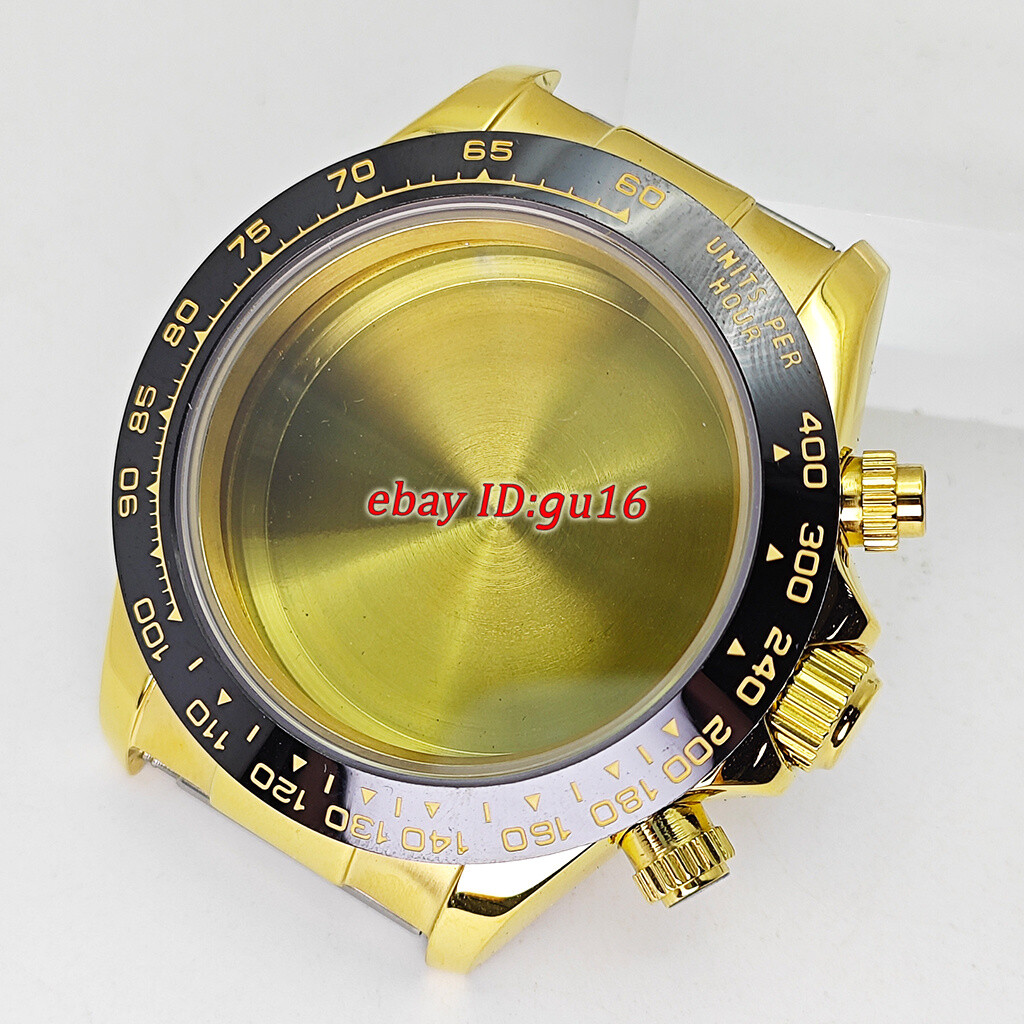 39mm watch case silver/gold rose gold Flat glass Stainless Steel Fit VK63 parts